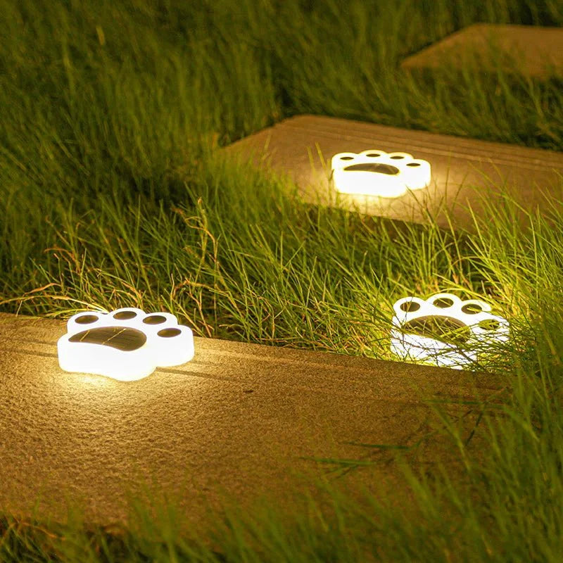 Wireless Solar Paw Garden Lights 4-Pack | LED Solar Ground Spot Lights | IP65 Outdoor Decorative Pathway Lighting | Automatic Dusk Sensor Stakes