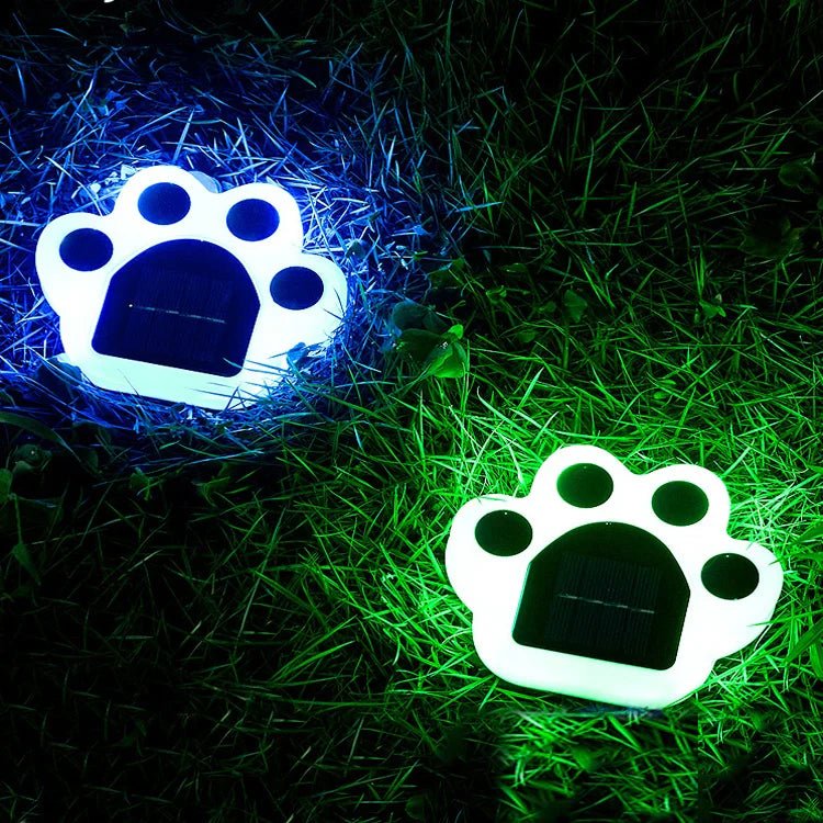 Wireless Solar Paw Garden Lights 4-Pack | LED Solar Ground Spot Lights | IP65 Outdoor Decorative Pathway Lighting | Automatic Dusk Sensor Stakes
