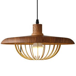 Wood Grain Pendant Lamp | Scandinavian Design Hanging Light | Aluminum & Iron | E27 Compatible | Adjustable Ceiling Lighting