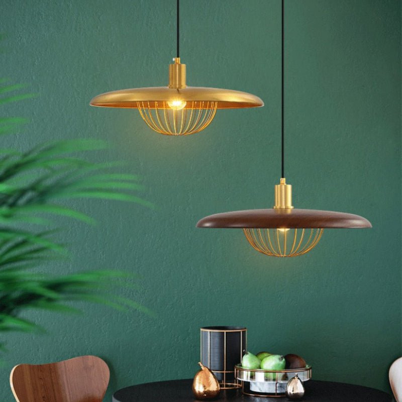 Wood Grain Pendant Lamp | Scandinavian Design Hanging Light | Aluminum & Iron | E27 Compatible | Adjustable Ceiling Lighting