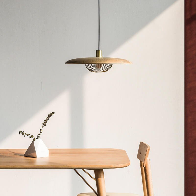 Wood Grain Pendant Lamp | Scandinavian Design Hanging Light | Aluminum & Iron | E27 Compatible | Adjustable Ceiling Lighting