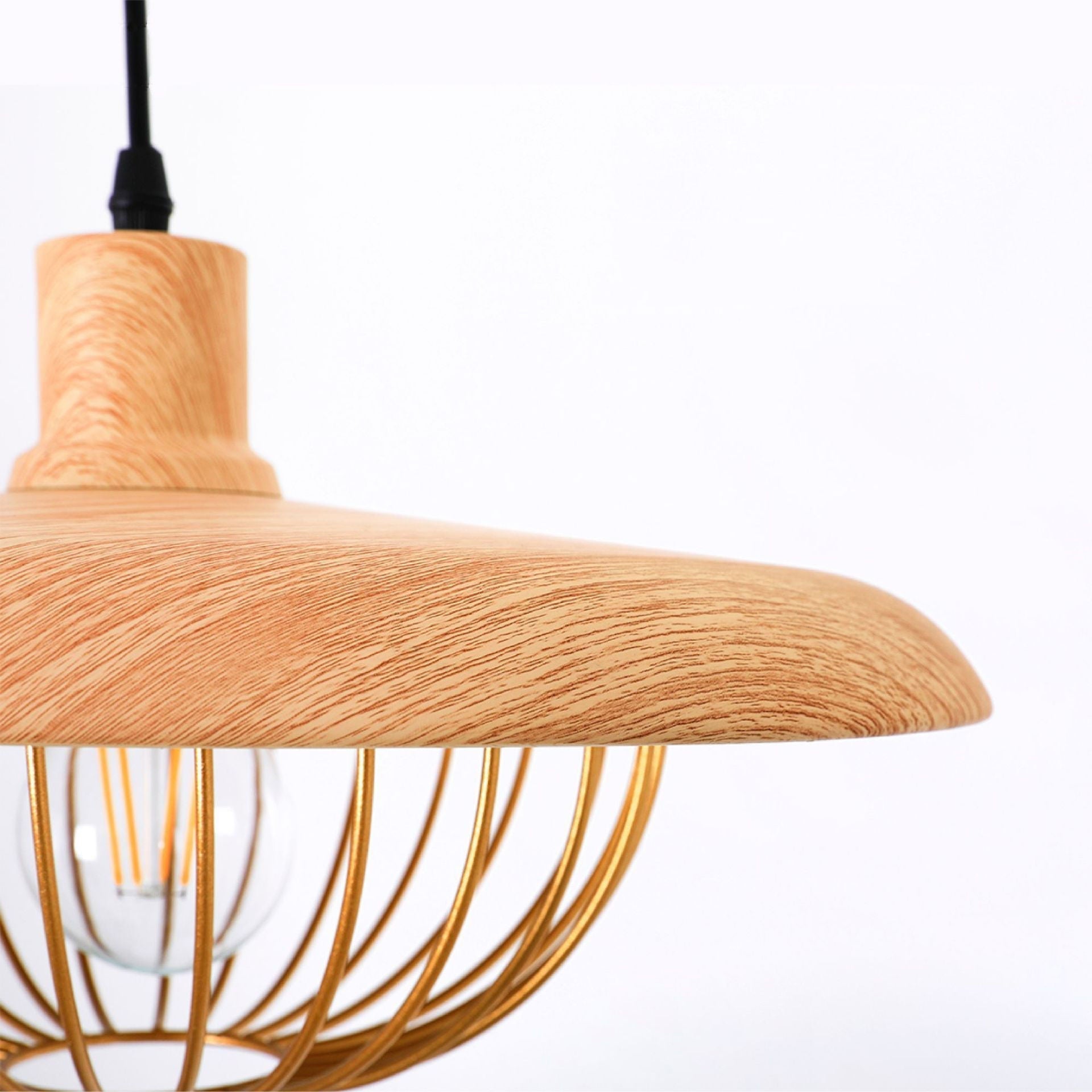 Wood Grain Pendant Lamp | Scandinavian Design Hanging Light | Aluminum & Iron | E27 Compatible | Adjustable Ceiling Lighting