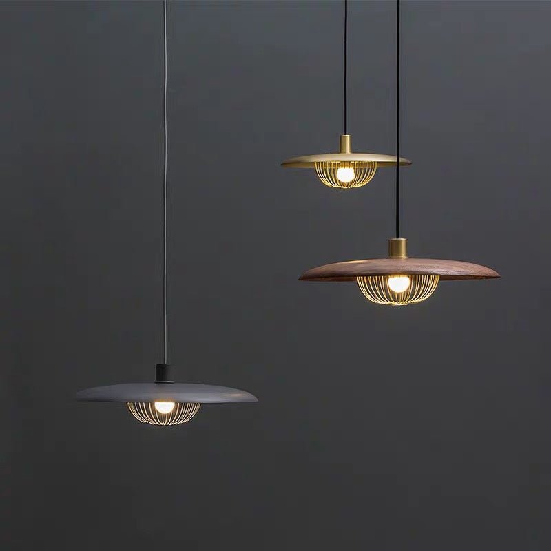 Wood Grain Pendant Lamp | Scandinavian Design Hanging Light | Aluminum & Iron | E27 Compatible | Adjustable Ceiling Lighting