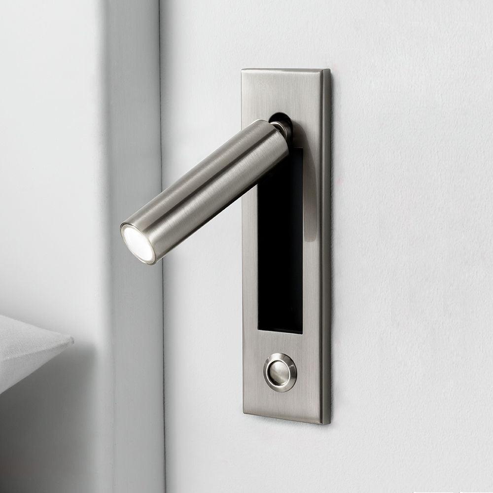 Minimalist Embedded Bedside Wall Sconce | Aluminum & Metal | Integrated 3000K LED | Adjustable Warm Light | Bedroom Accent