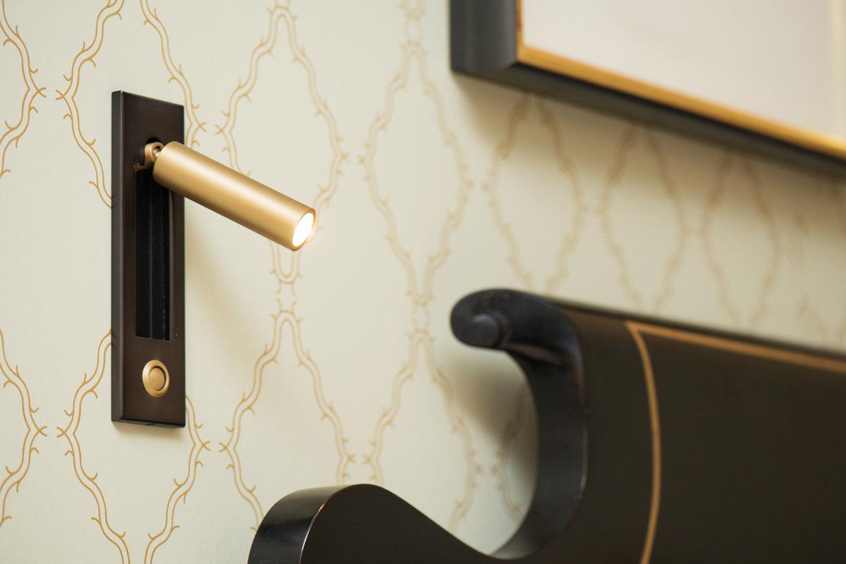 Minimalist Embedded Bedside Wall Sconce | Aluminum & Metal | Integrated 3000K LED | Adjustable Warm Light | Bedroom Accent