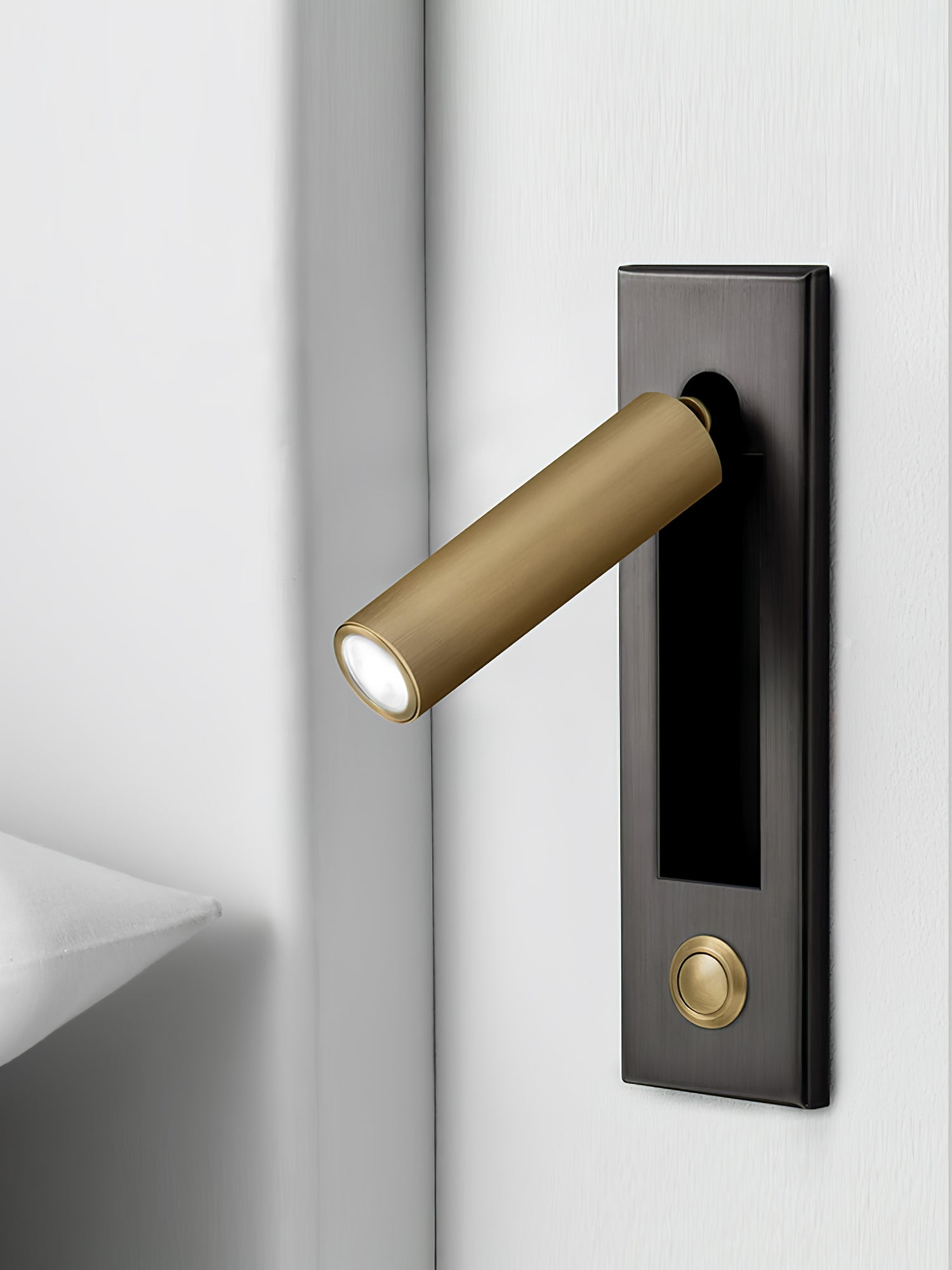 Minimalist Embedded Bedside Wall Sconce | Aluminum & Metal | Integrated 3000K LED | Adjustable Warm Light | Bedroom Accent