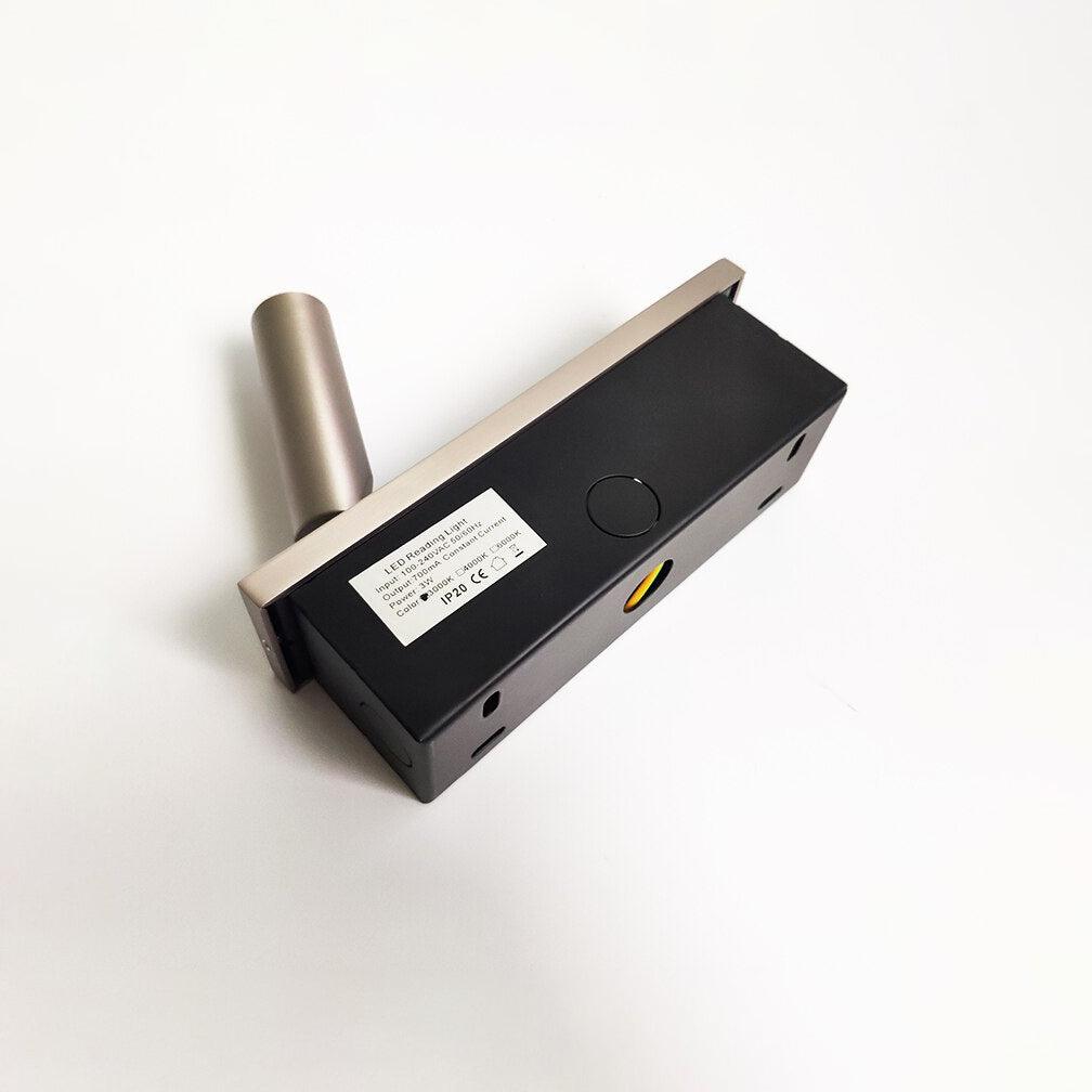 Minimalist Embedded Bedside Wall Sconce | Aluminum & Metal | Integrated 3000K LED | Adjustable Warm Light | Bedroom Accent