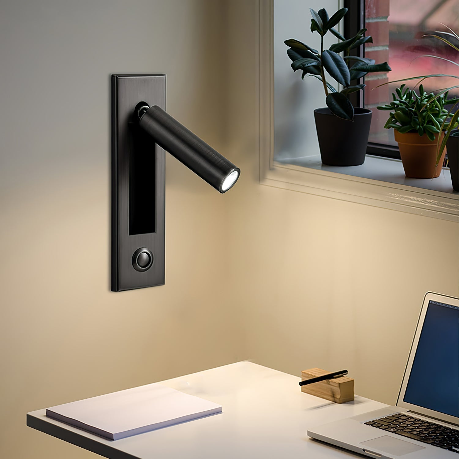 Minimalist Embedded Bedside Wall Sconce | Aluminum & Metal | Integrated 3000K LED | Adjustable Warm Light | Bedroom Accent