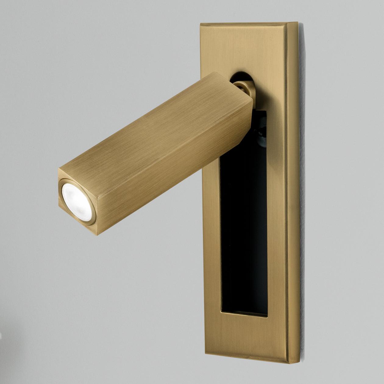 Minimalist Embedded Bedside Wall Sconce | Aluminum & Metal | Integrated 3000K LED | Adjustable Warm Light | Bedroom Accent