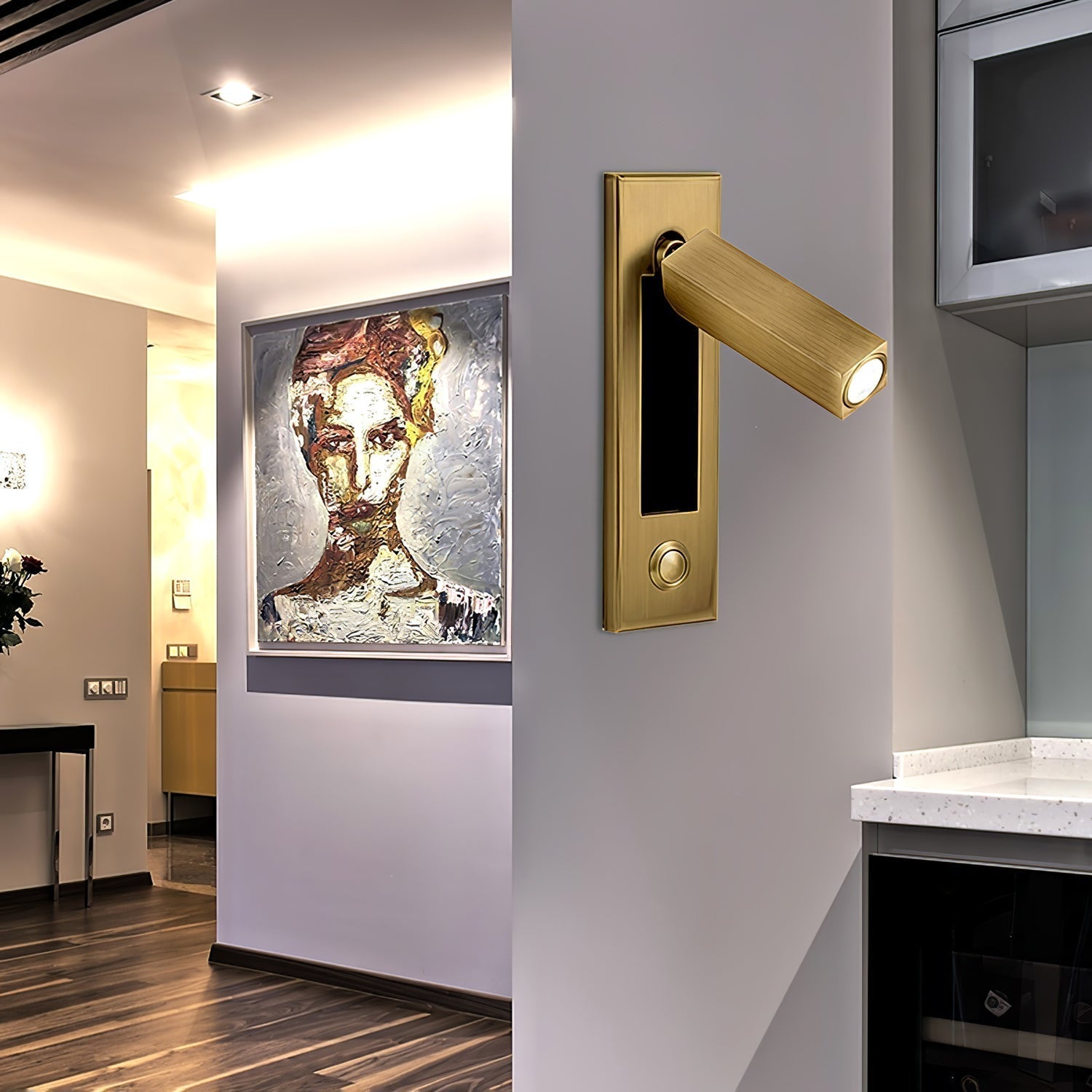 Minimalist Embedded Bedside Wall Sconce | Aluminum & Metal | Integrated 3000K LED | Adjustable Warm Light | Bedroom Accent