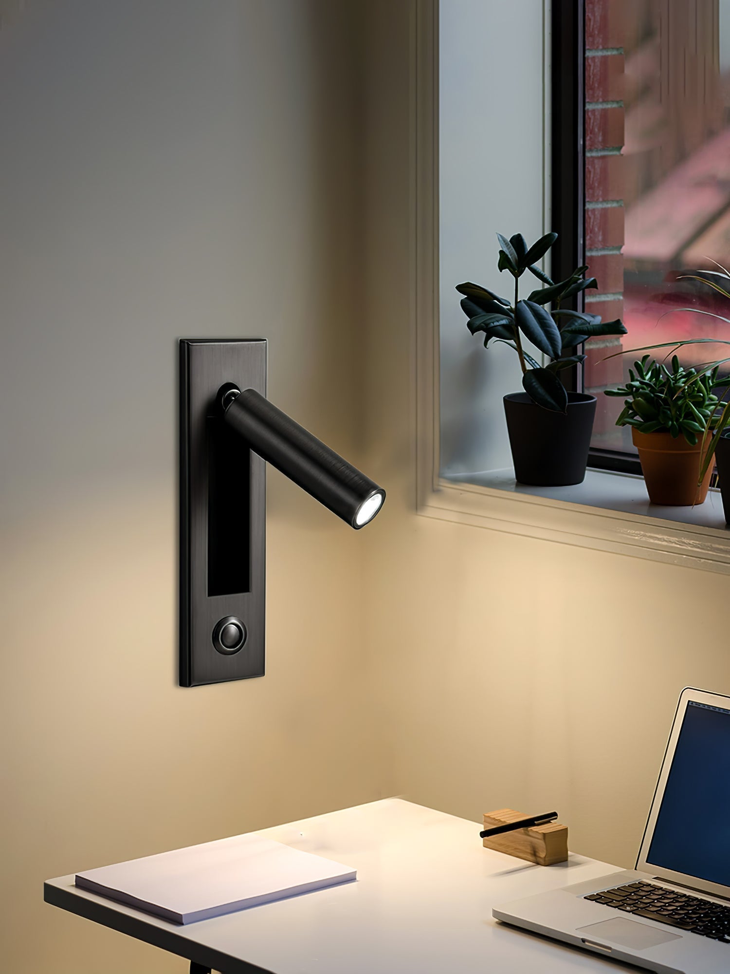 Minimalist Embedded Bedside Wall Sconce | Aluminum & Metal | Integrated 3000K LED | Adjustable Warm Light | Bedroom Accent