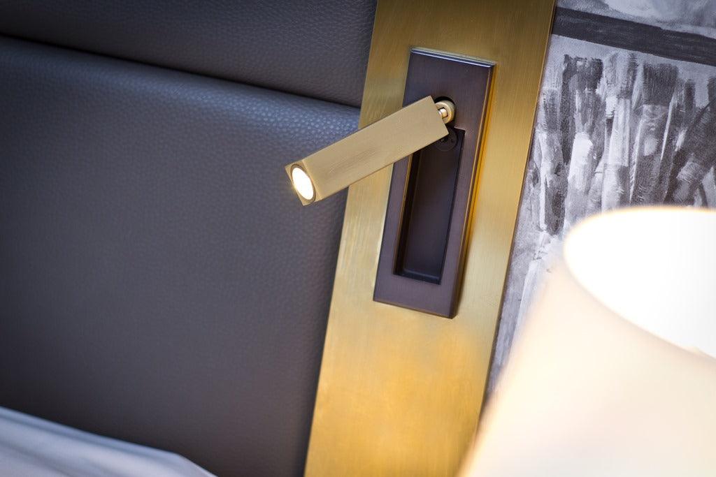 Minimalist Embedded Bedside Wall Sconce | Aluminum & Metal | Integrated 3000K LED | Adjustable Warm Light | Bedroom Accent