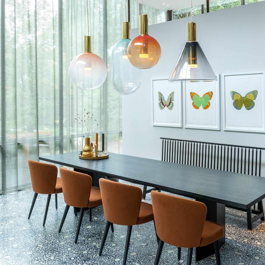 Isabel Pendant Lamp | Glass & Metal Design Hanging Light | GU10 Compatible | Soft Diffused Lighting | Bedroom & Living Space