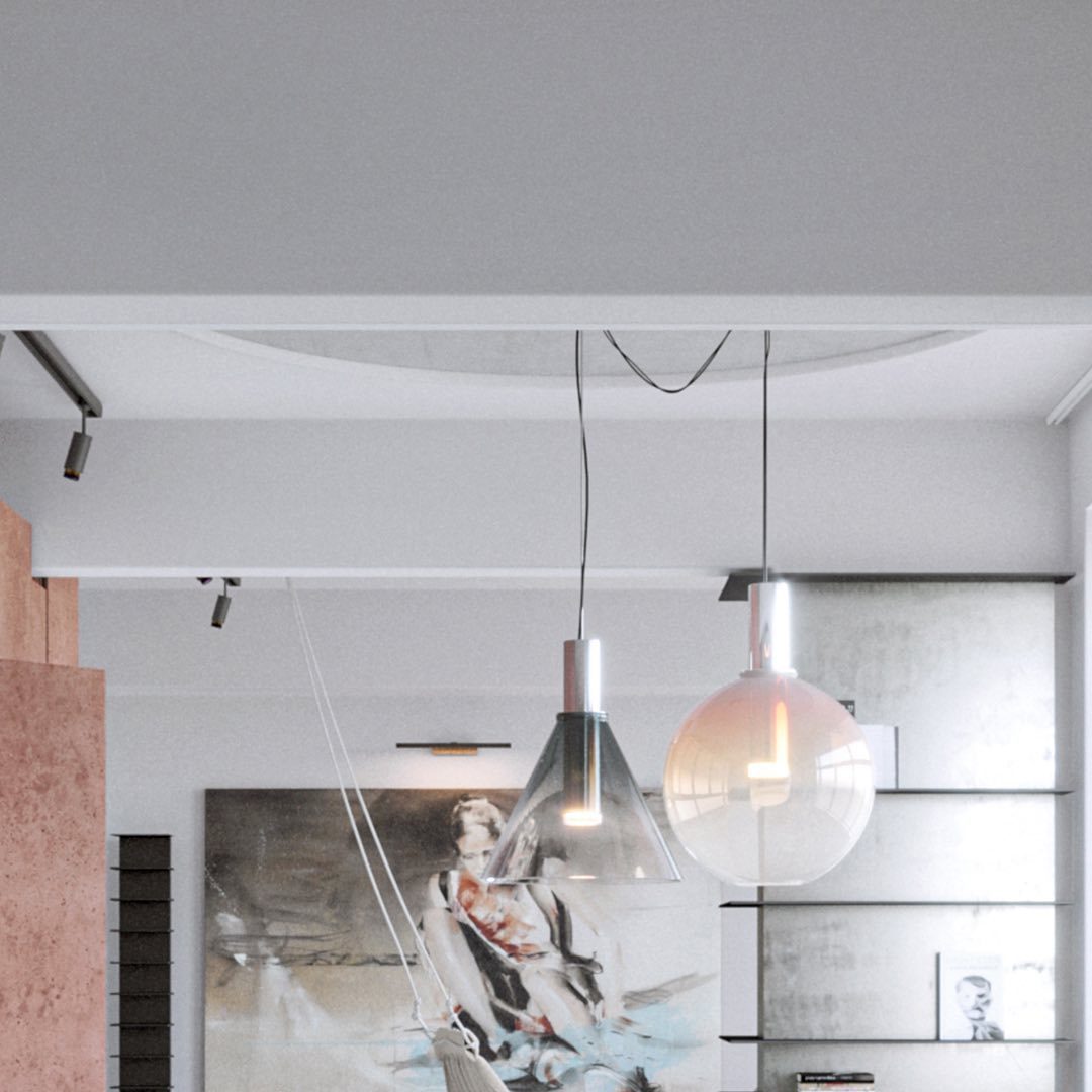 Isabel Pendant Lamp | Glass & Metal Design Hanging Light | GU10 Compatible | Soft Diffused Lighting | Bedroom & Living Space