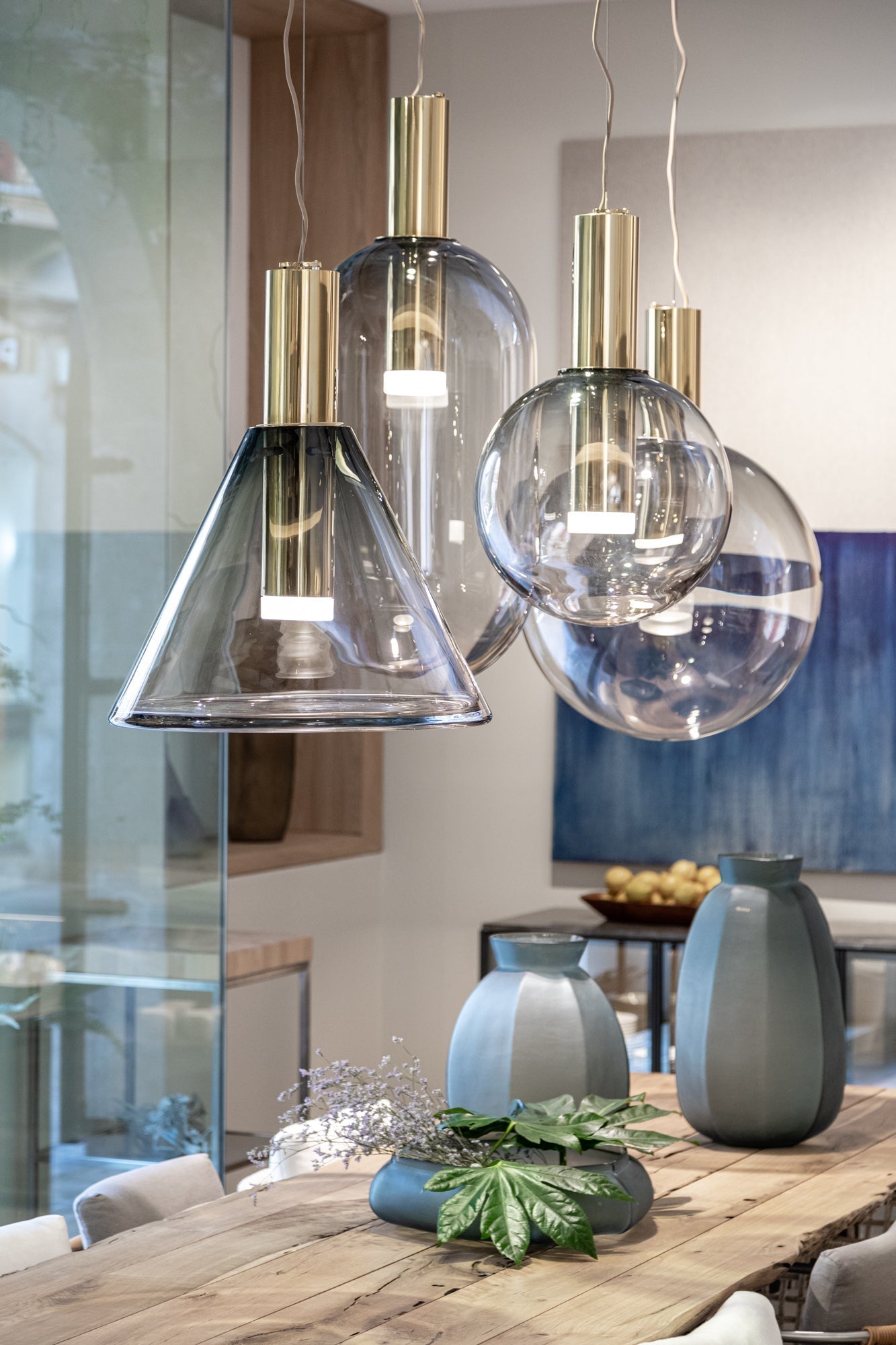 Isabel Pendant Lamp | Glass & Metal Design Hanging Light | GU10 Compatible | Soft Diffused Lighting | Bedroom & Living Space