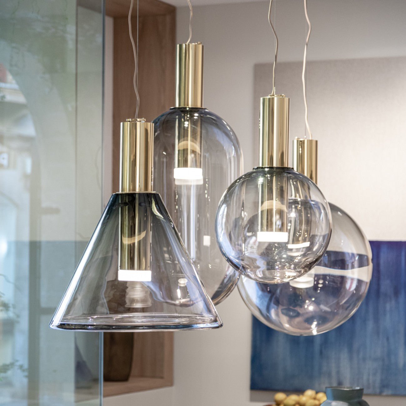 Isabel Pendant Lamp | Glass & Metal Design Hanging Light | GU10 Compatible | Soft Diffused Lighting | Bedroom & Living Space