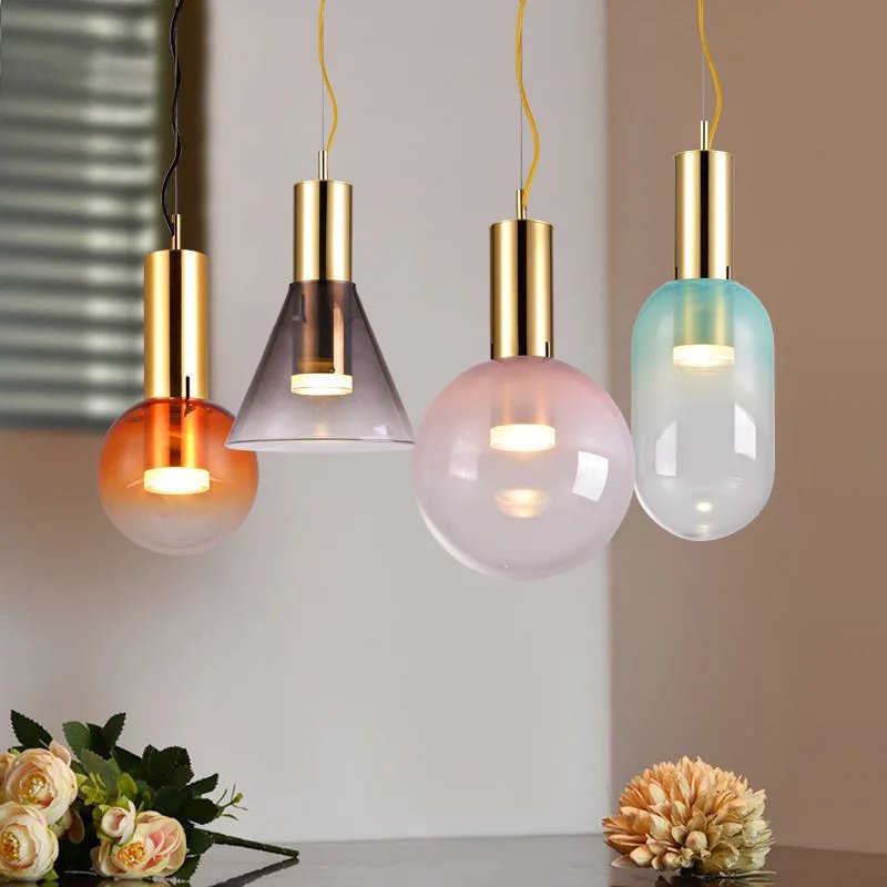 Isabel Pendant Lamp | Glass & Metal Design Hanging Light | GU10 Compatible | Soft Diffused Lighting | Bedroom & Living Space