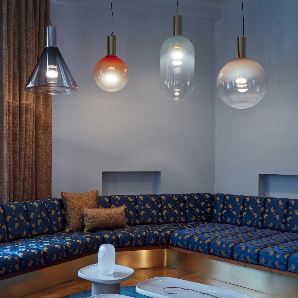 Isabel Pendant Lamp | Glass & Metal Design Hanging Light | GU10 Compatible | Soft Diffused Lighting | Bedroom & Living Space