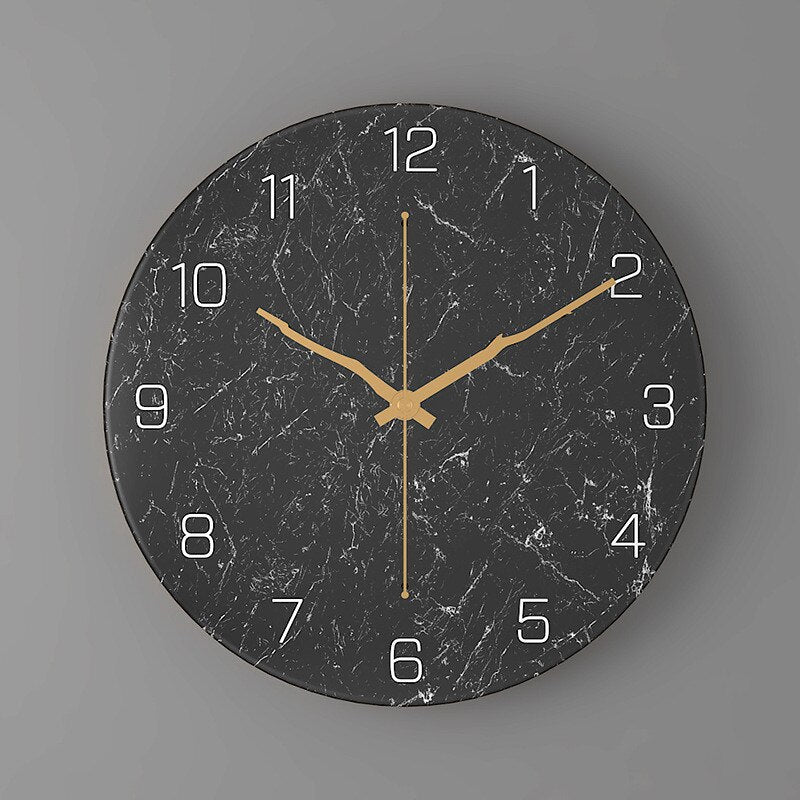 Modern Marble Look Wall Clock 30 cm for Living Room Decor | Silent Quartz Movement | Elegant Minimalist Design