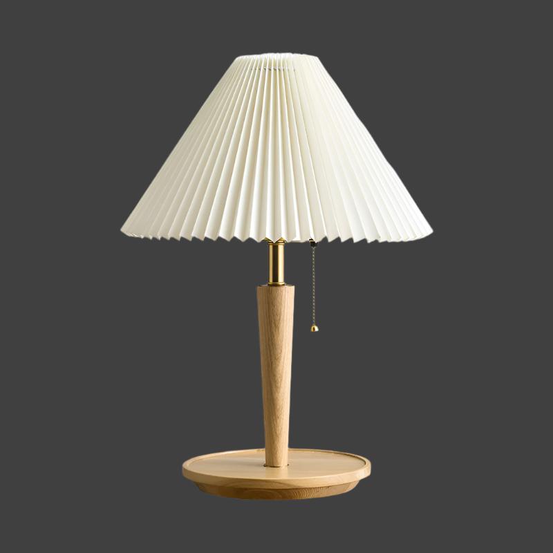 Vintage Pleated Wooden Table Lamp