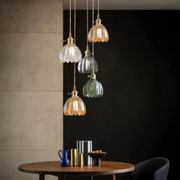 Japanese Retro Glass Flower Pendant Lamp