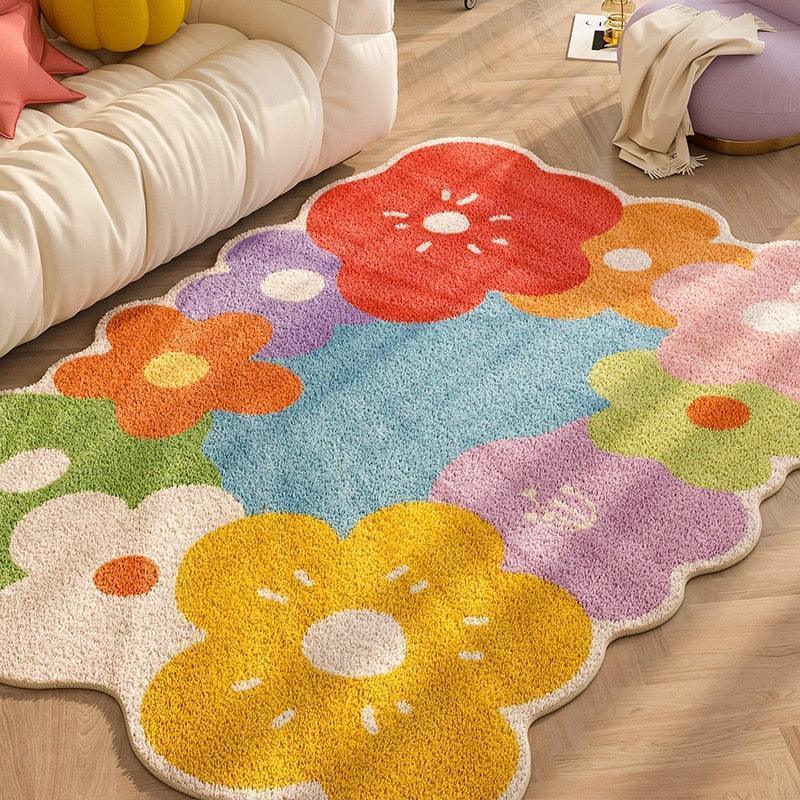 BloomHaven | Floral Rug for Home | Soft Wildflower Rug in Natural Design