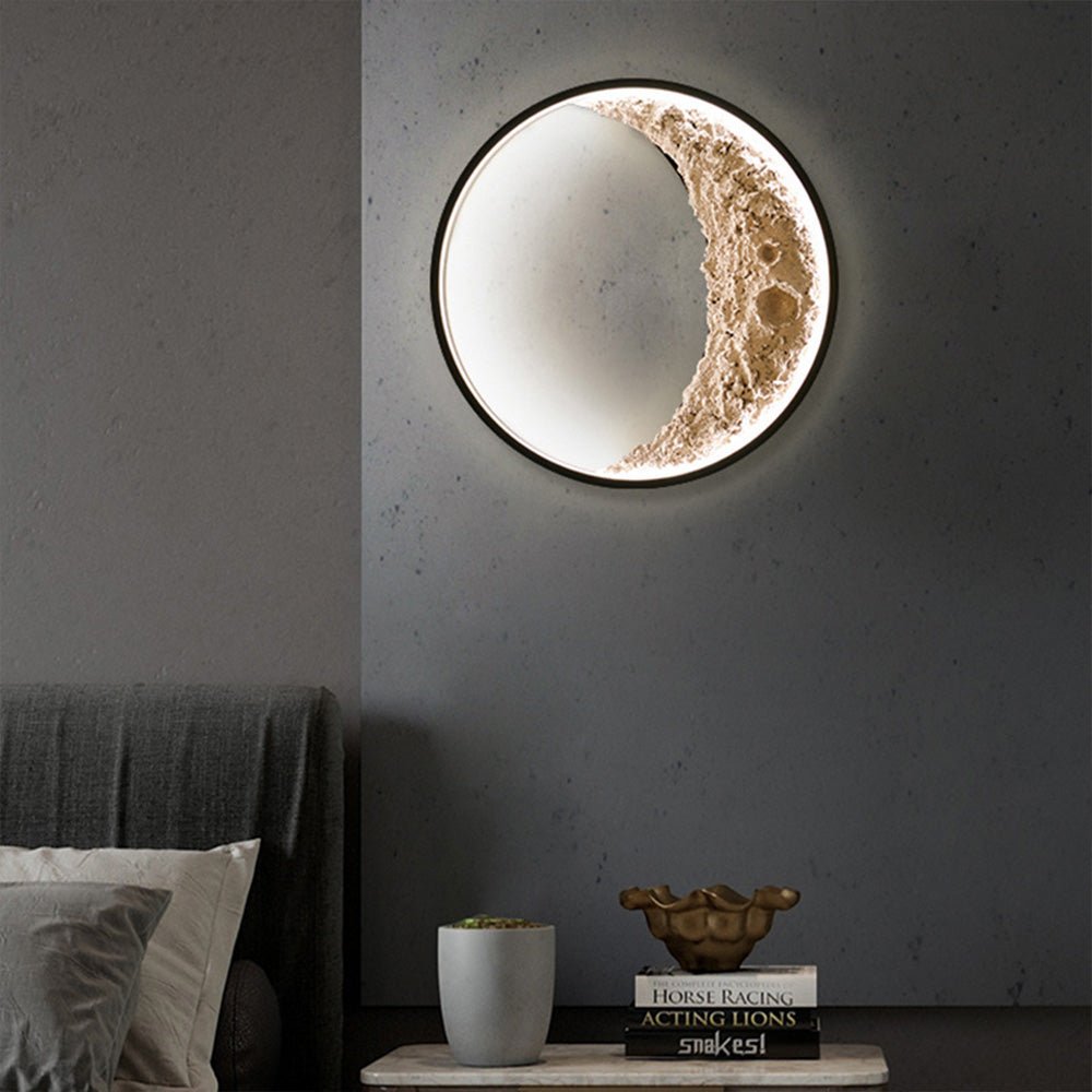 3D Moon Wall Lamp | Crescent LED Night Light | Aluminum & Resin Decorative Wall Light | Bedroom Living Room