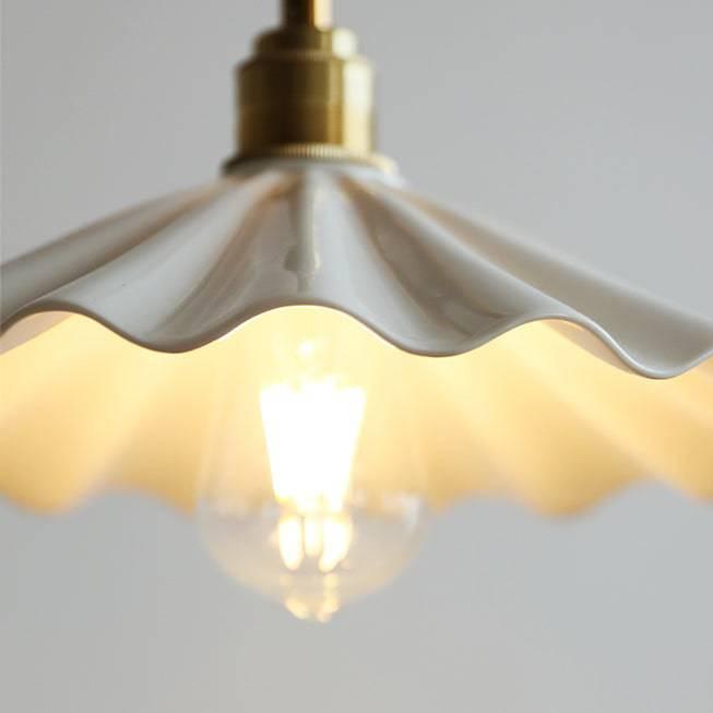 Ceramic Kitchen Island Pendant Light | Ribbed Shade Hanging Lamp | E27 Brass Fixture | Nordic Modern Ceiling Lighting