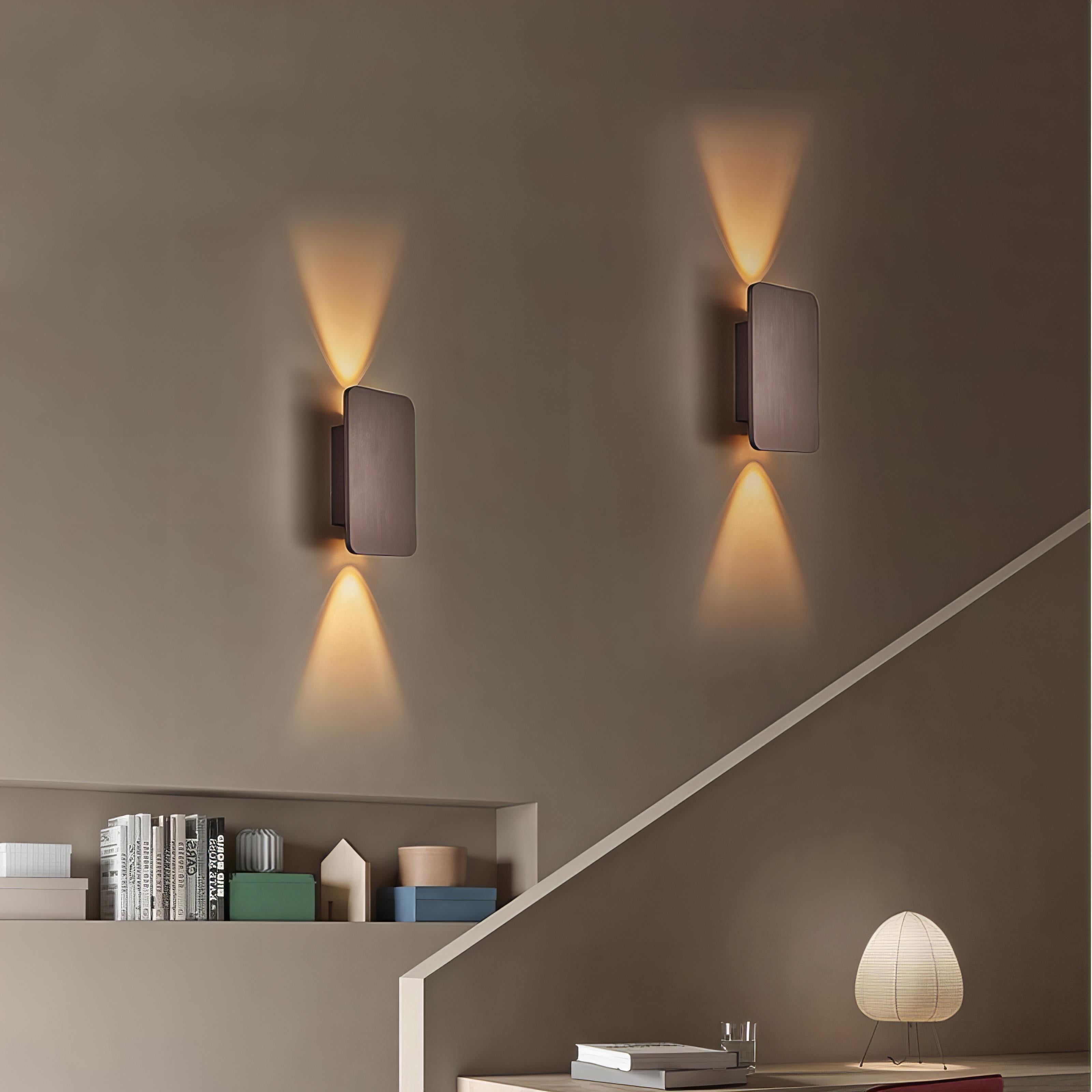 Rectangular LED Wall Lamp | Modern Up & Down Lighting | Aluminum Wall Fixture | Indoor Accent Light | Gray Black Gold Brown Finish