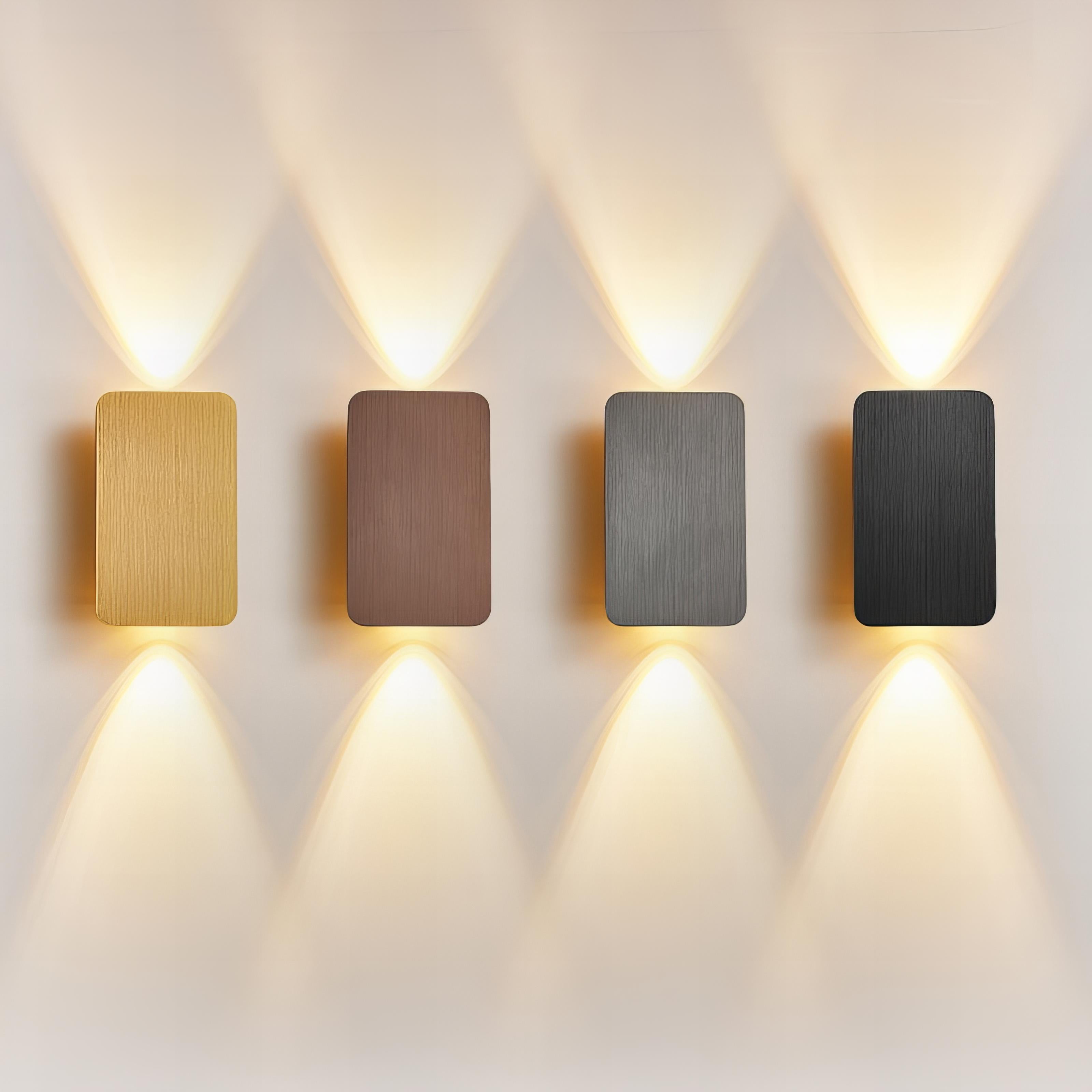 Rectangular LED Wall Lamp | Modern Up & Down Lighting | Aluminum Wall Fixture | Indoor Accent Light | Gray Black Gold Brown Finish