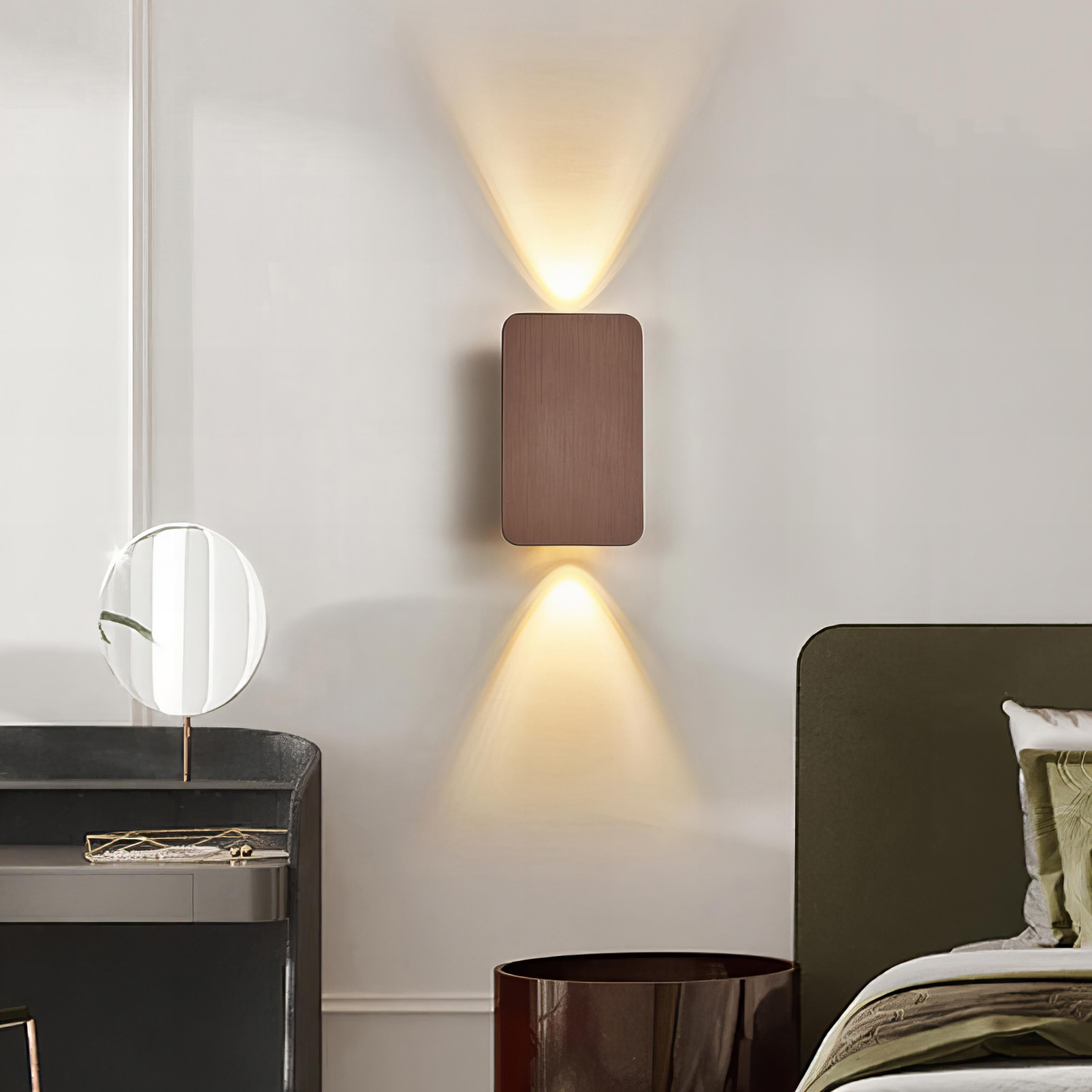 Rectangular LED Wall Lamp | Modern Up & Down Lighting | Aluminum Wall Fixture | Indoor Accent Light | Gray Black Gold Brown Finish