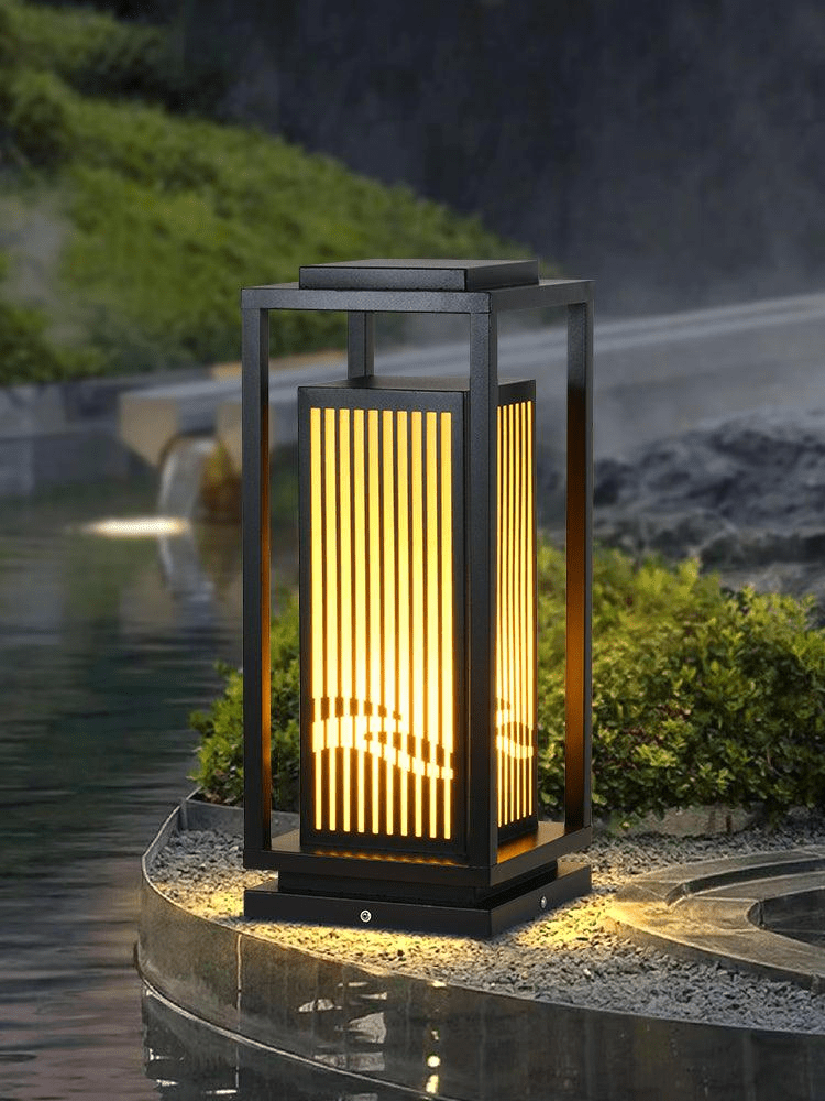 Outdoor Solar Post Light | Cage-Style LED Garden Lamp | IP65 Waterproof Iron & Acrylic | Warm White Lighting | Patio Pathway Yard