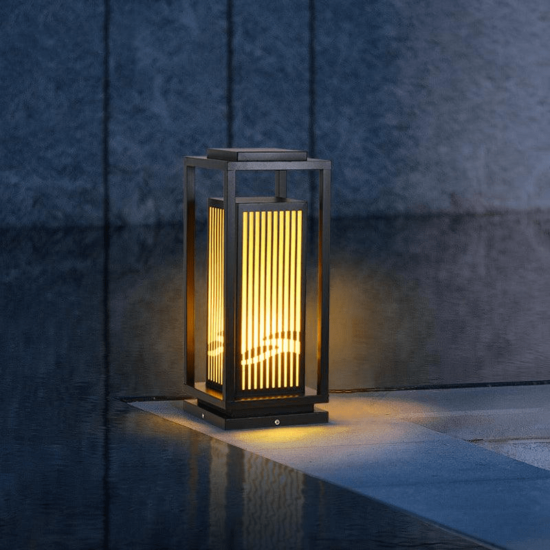 Outdoor Solar Post Light | Cage-Style LED Garden Lamp | IP65 Waterproof Iron & Acrylic | Warm White Lighting | Patio Pathway Yard