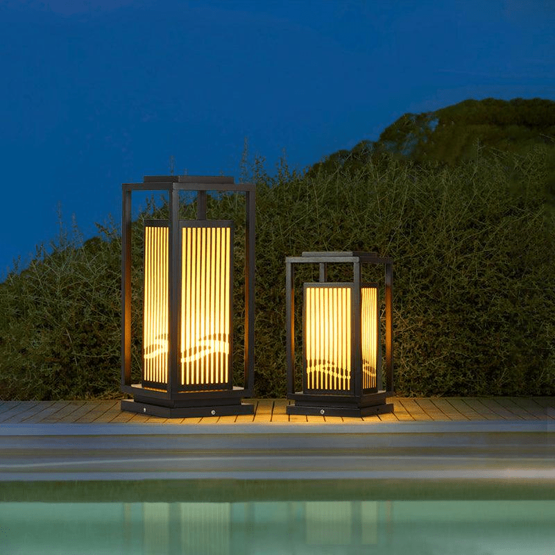Outdoor Solar Post Light | Cage-Style LED Garden Lamp | IP65 Waterproof Iron & Acrylic | Warm White Lighting | Patio Pathway Yard