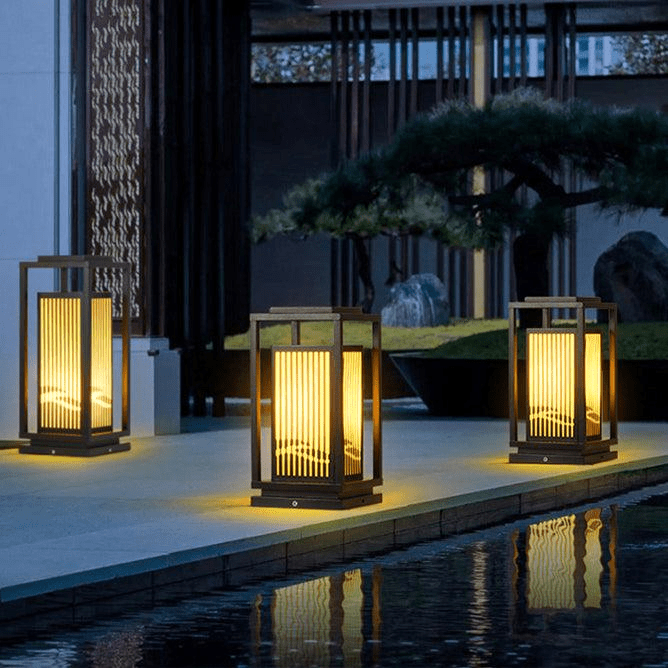 Outdoor Solar Post Light | Cage-Style LED Garden Lamp | IP65 Waterproof Iron & Acrylic | Warm White Lighting | Patio Pathway Yard
