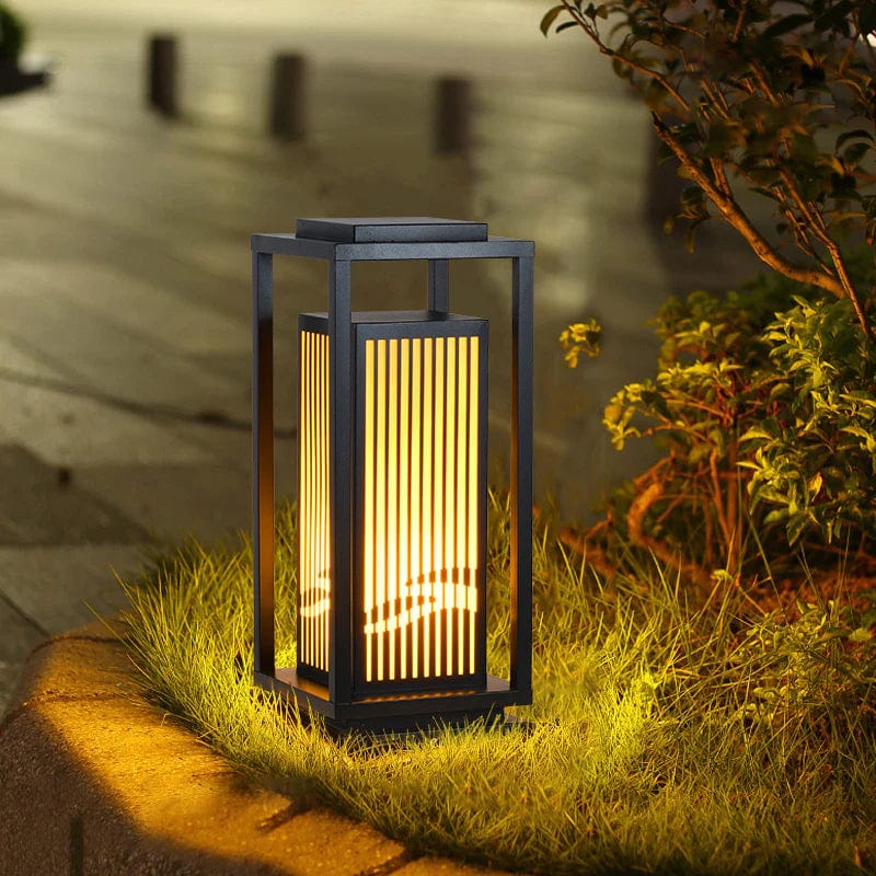 Outdoor Solar Post Light | Cage-Style LED Garden Lamp | IP65 Waterproof Iron & Acrylic | Warm White Lighting | Patio Pathway Yard