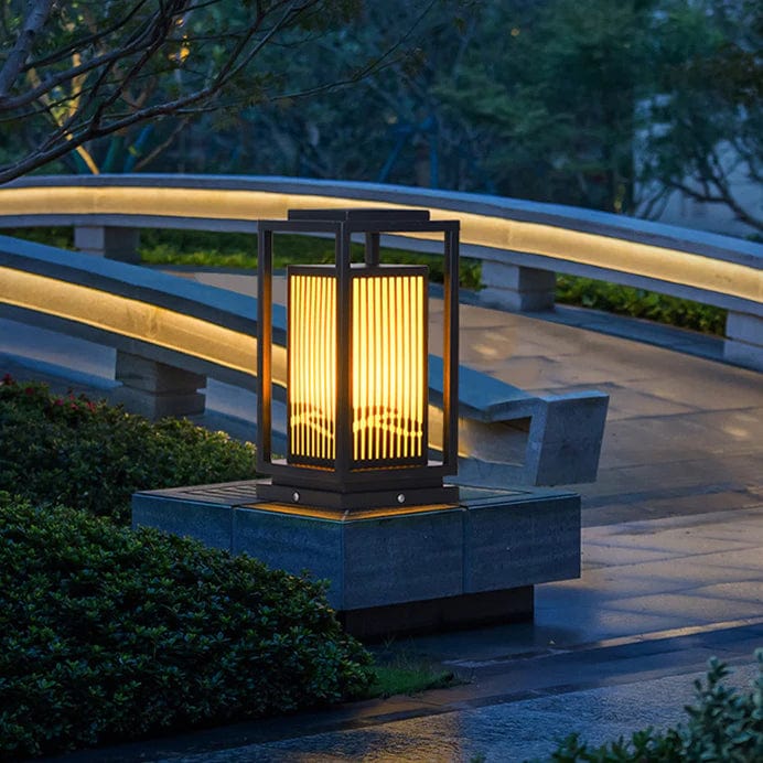 Outdoor Solar Post Light | Cage-Style LED Garden Lamp | IP65 Waterproof Iron & Acrylic | Warm White Lighting | Patio Pathway Yard