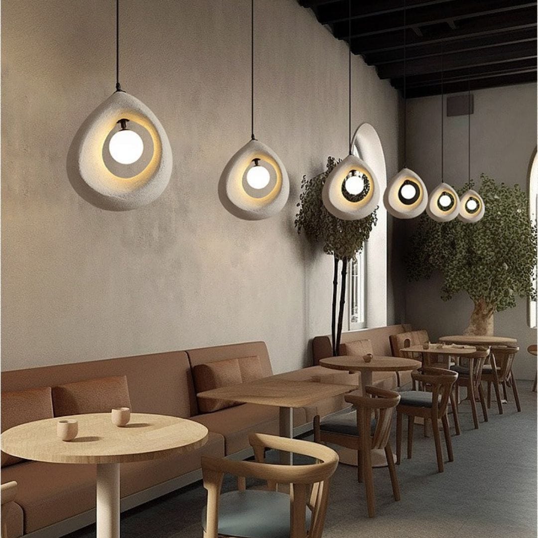 Wabi Sabi Pendant Lamp Natural Minimalist Hanging Light | Textured Organic Design | LED G9 Bulb | 32x35cm with Cord