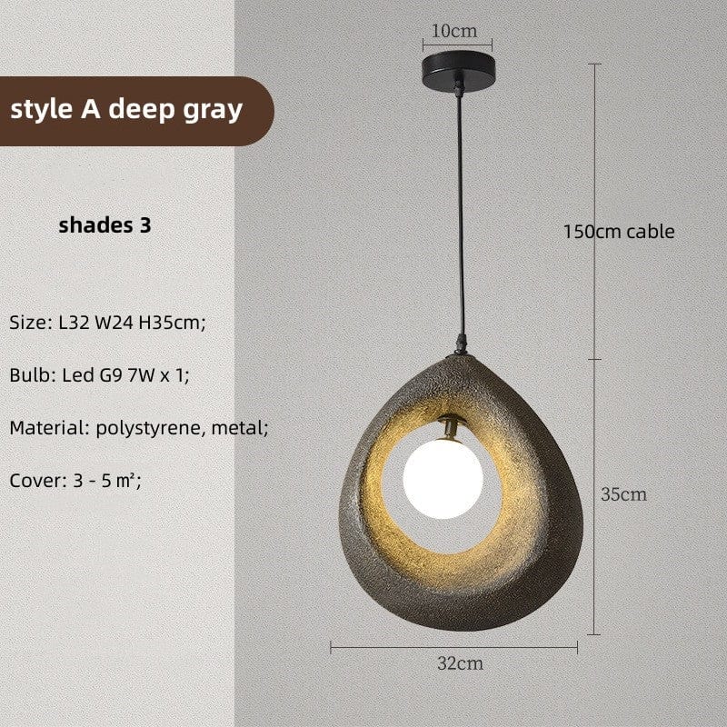 Wabi Sabi Pendant Lamp Natural Minimalist Hanging Light | Textured Organic Design | LED G9 Bulb | 32x35cm with Cord