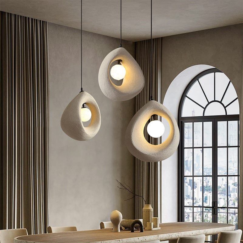 Wabi Sabi Pendant Lamp Natural Minimalist Hanging Light | Textured Organic Design | LED G9 Bulb | 32x35cm with Cord