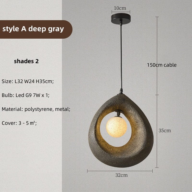 Wabi Sabi Pendant Lamp Natural Minimalist Hanging Light | Textured Organic Design | LED G9 Bulb | 32x35cm with Cord
