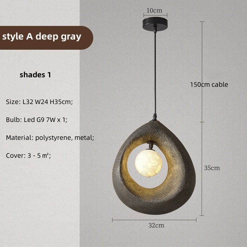Wabi Sabi Pendant Lamp Natural Minimalist Hanging Light | Textured Organic Design | LED G9 Bulb | 32x35cm with Cord