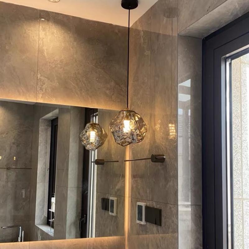Glass Pendant Light | Lava Postmodern Hanging Lamp | Copper & Glass Design | G9 LED Compatible | Decorative Ceiling Lighting