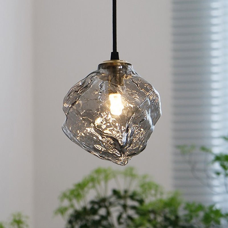 Glass Pendant Light | Lava Postmodern Hanging Lamp | Copper & Glass Design | G9 LED Compatible | Decorative Ceiling Lighting