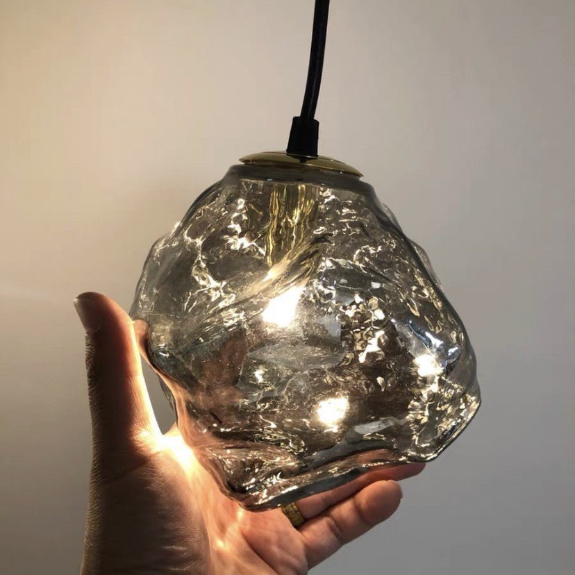 Glass Pendant Light | Lava Postmodern Hanging Lamp | Copper & Glass Design | G9 LED Compatible | Decorative Ceiling Lighting