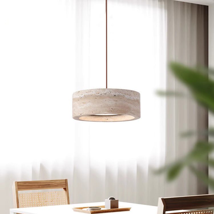 Stone LED Pendant Lamp Wabi Sabi Style | Cream Finish | 18W LED | Adjustable Cord | Ambient Lighting for Bedroom or Dining Space