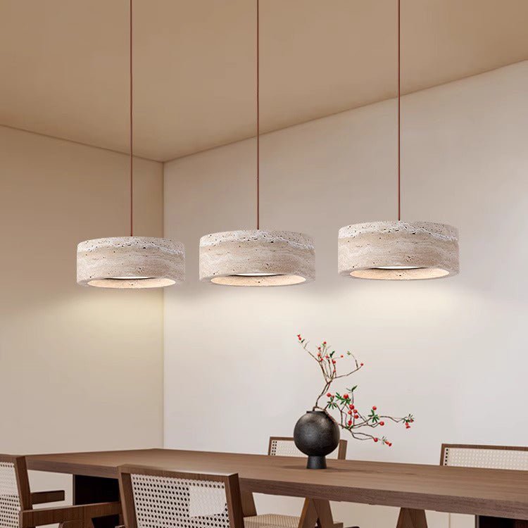 Stone LED Pendant Lamp Wabi Sabi Style | Cream Finish | 18W LED | Adjustable Cord | Ambient Lighting for Bedroom or Dining Space