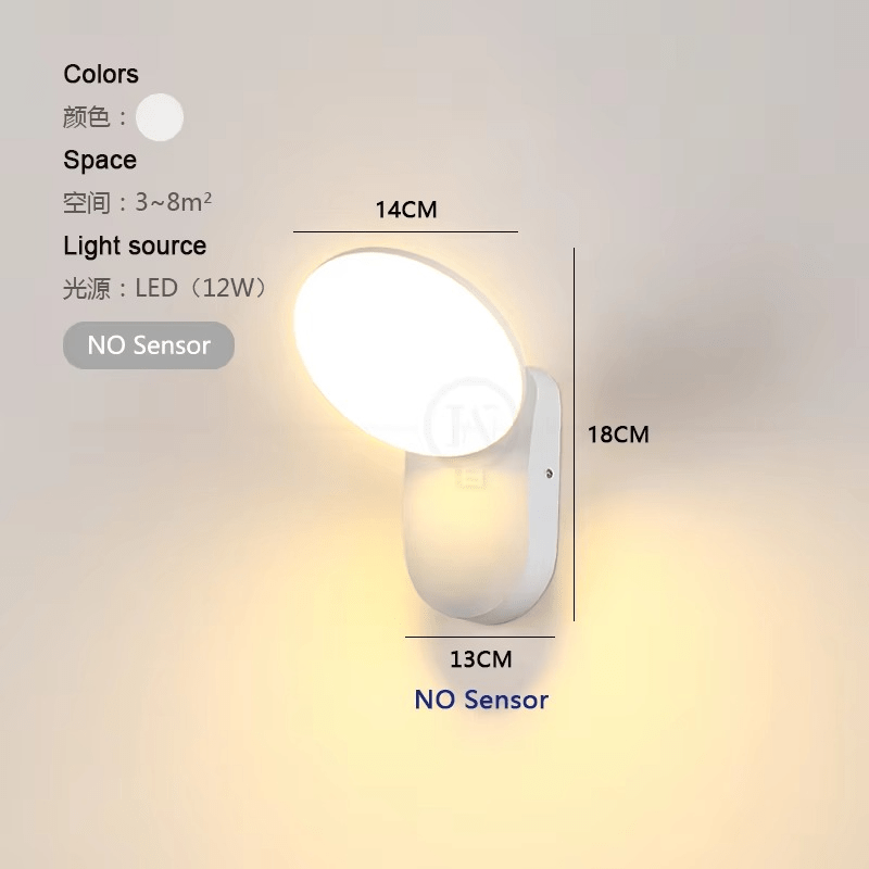 LED Wall Lamp with Motion Sensor Outdoor | IP65 Waterproof | 12W LED | Aluminum Acrylic | Smart Security Lighting for Entrance and Garden