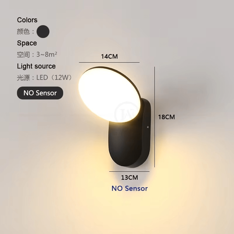 LED Wall Lamp with Motion Sensor Outdoor | IP65 Waterproof | 12W LED | Aluminum Acrylic | Smart Security Lighting for Entrance and Garden