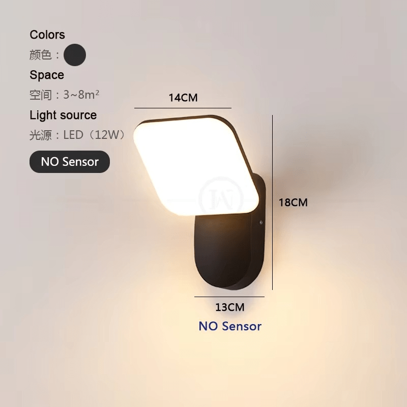 LED Wall Lamp with Motion Sensor Outdoor | IP65 Waterproof | 12W LED | Aluminum Acrylic | Smart Security Lighting for Entrance and Garden